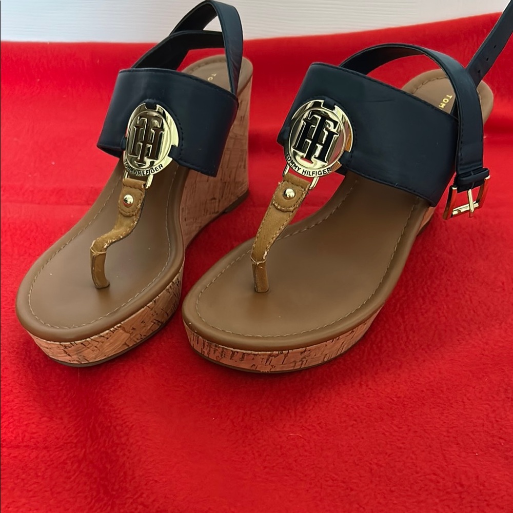 Tommy Hilfiger Blue and Tan Wedge Shoes